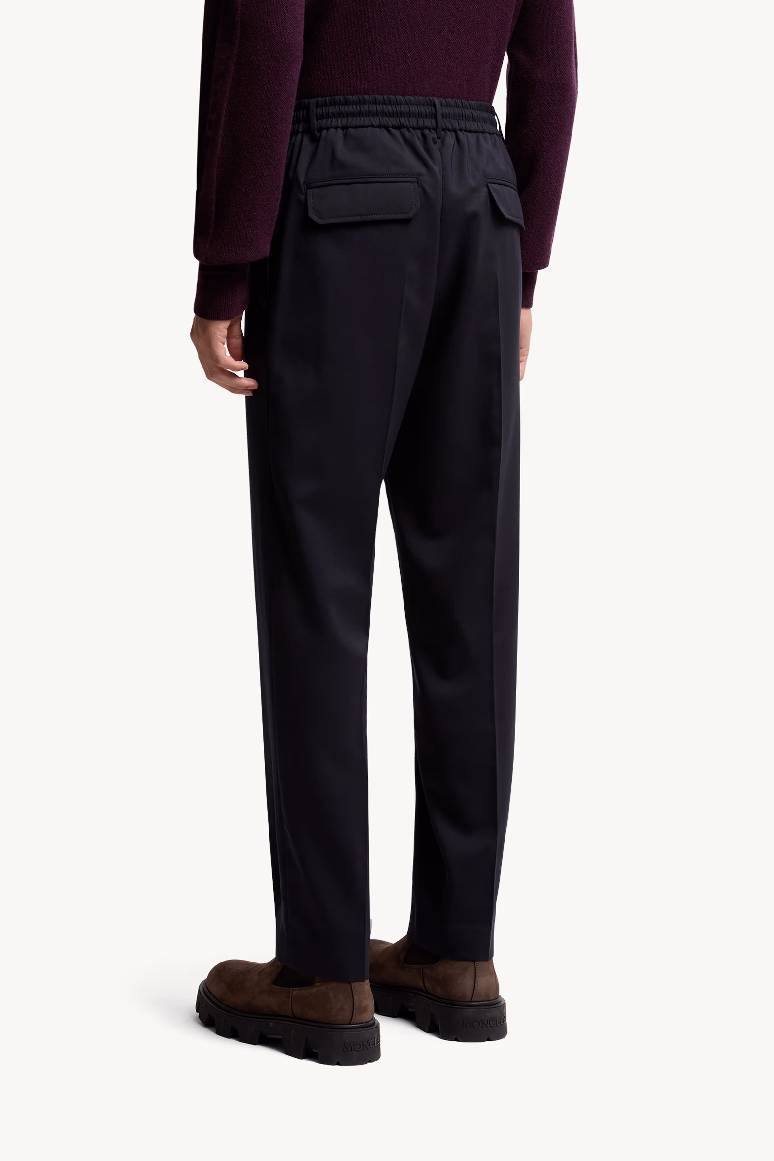 Wool Blend Gabardine Tailored Pants Men Dark Blue Moncler 5